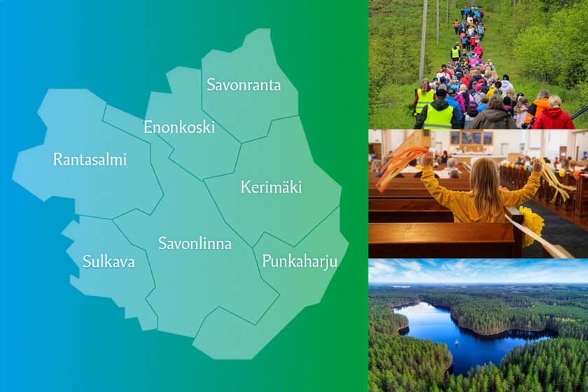 Savonlinnan seurakunnan alueet.