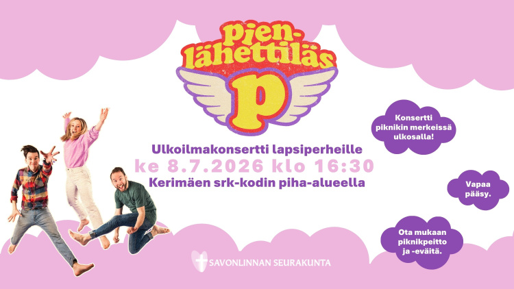 Iloinen mainoskuva pienlähettiläs -yhtyeen jäsenistä hyppäämässä ilmaan